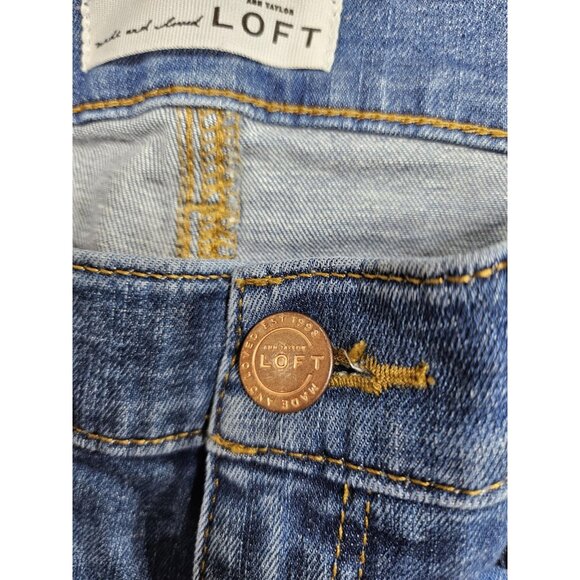 (3/$35) Ann Taylor LOFT Jeans Women 0 / 25 Blue Modern Skinny Distressed Raw Hem - Picture 6 of 14